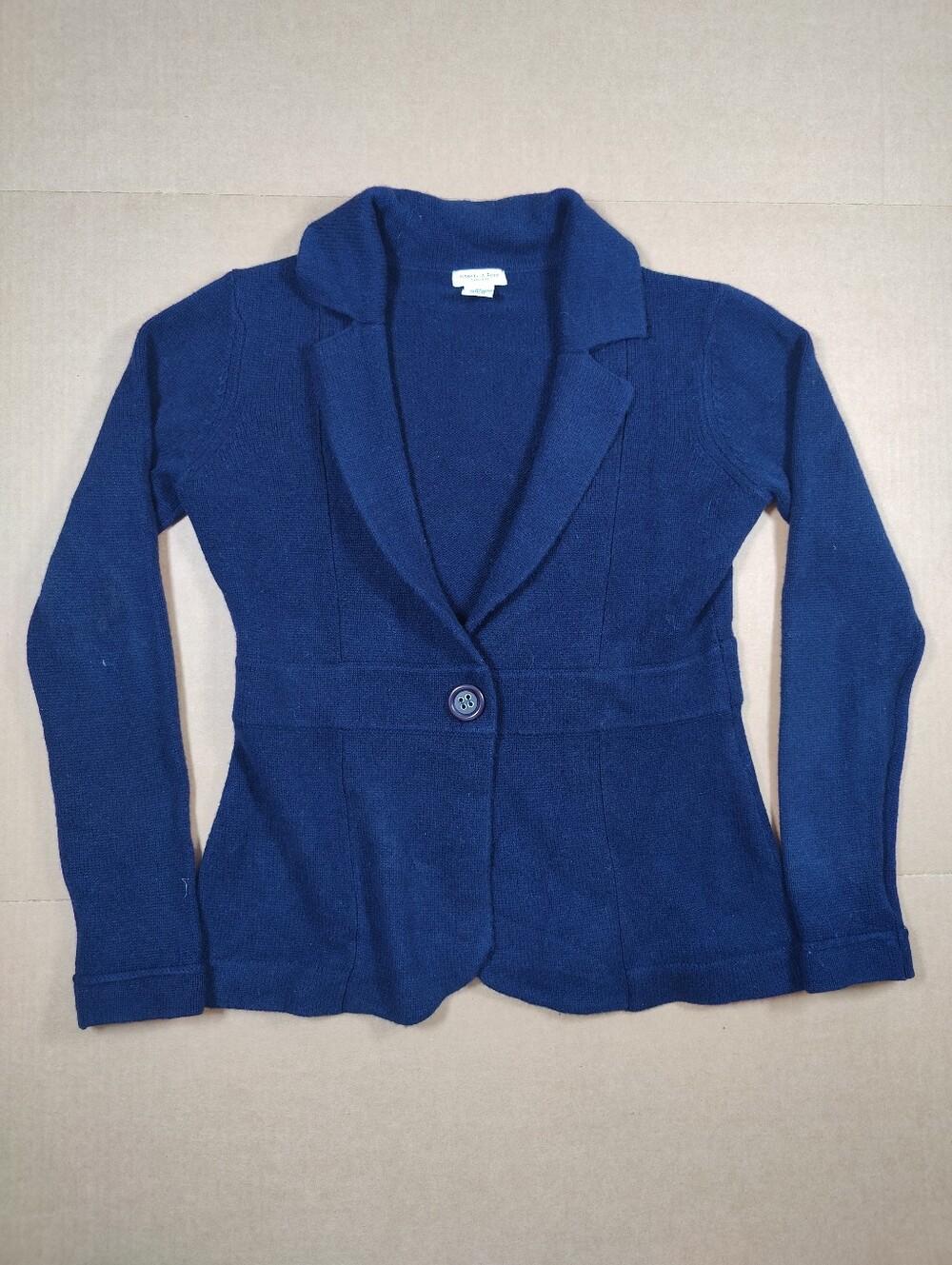 Gabriella Rossi Women Navy 100% Cashmere Knit Blazer Cardigan Size S